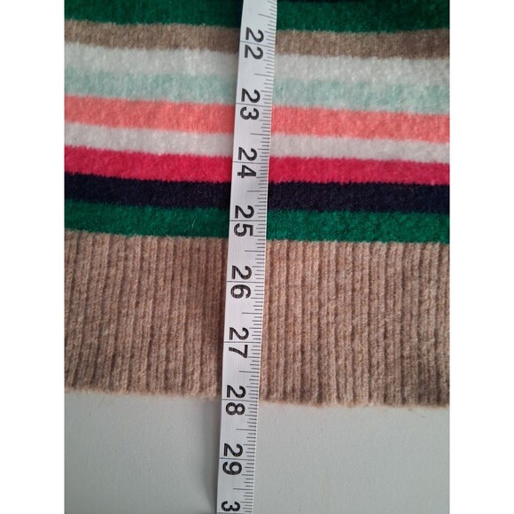 New J. Crew Sweater Wool Blend Womens 3X White Green Pink Tan Striped Soft Cozy - Picture 8 of 8